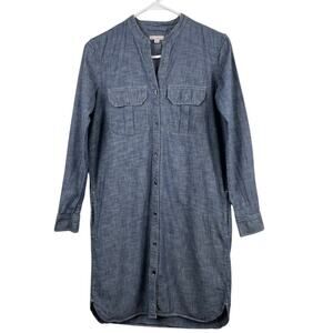 GAP women's blue chambray, button-down shirt dress w/pockets